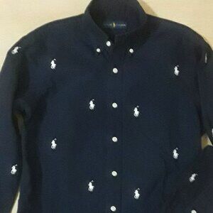 Ralph Lauren all-over polo pony logo shirt navy blue